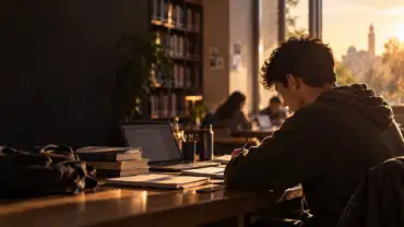 Étudiant travaillant dans un espace d’étude