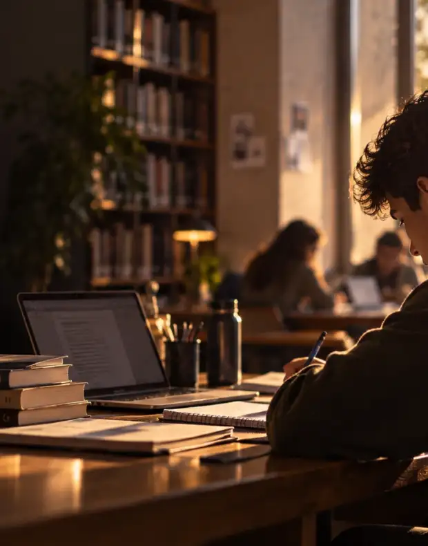 Étudiant travaillant dans un espace d’étude